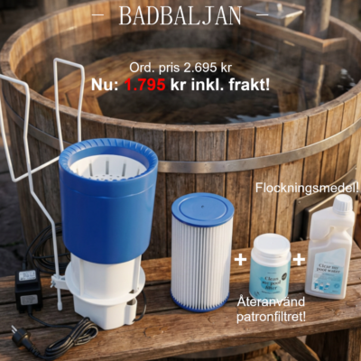 Reningsverk till badtunna & små pooler hängs över kanten kirami kantfilter