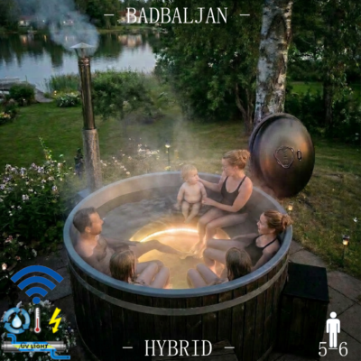 Paketpris badtunna med vedkamin, el-värmare, reningsverk med extra UV-rening och dubbla lock inklusive fri frakt. Avsändning sker normalt 3-7 dagar från order.