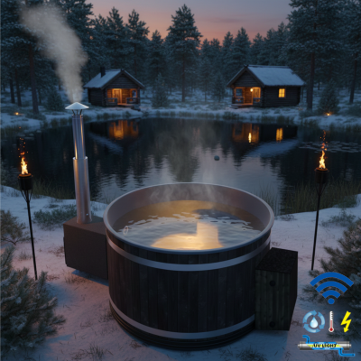 Hybrid badtunna ved- & eluppvärmd. Kirami Steady M Isolerlock 7